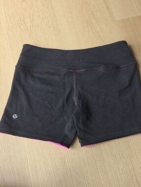 lululemon athletica Black Athletic Shorts with Pink Trim